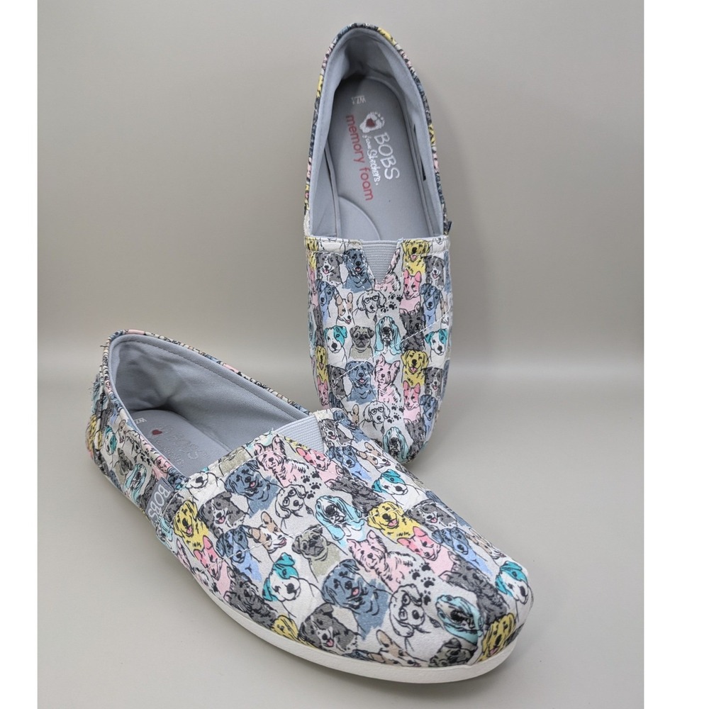 Bobs Skechers Plush Pastel Dogs‎ Slip On Sneakers Comfort Shoe Womens Size 7.5